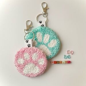 Paw Print Keychains- Punch Needle Embroidered